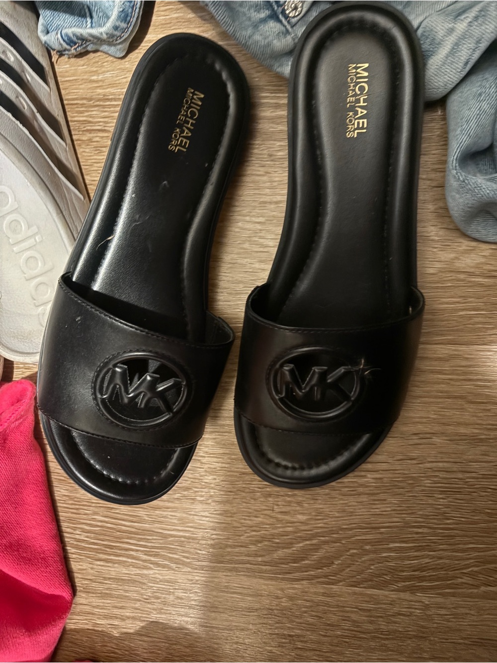 Michael Kors Black MK Logo Slip-On Sandals